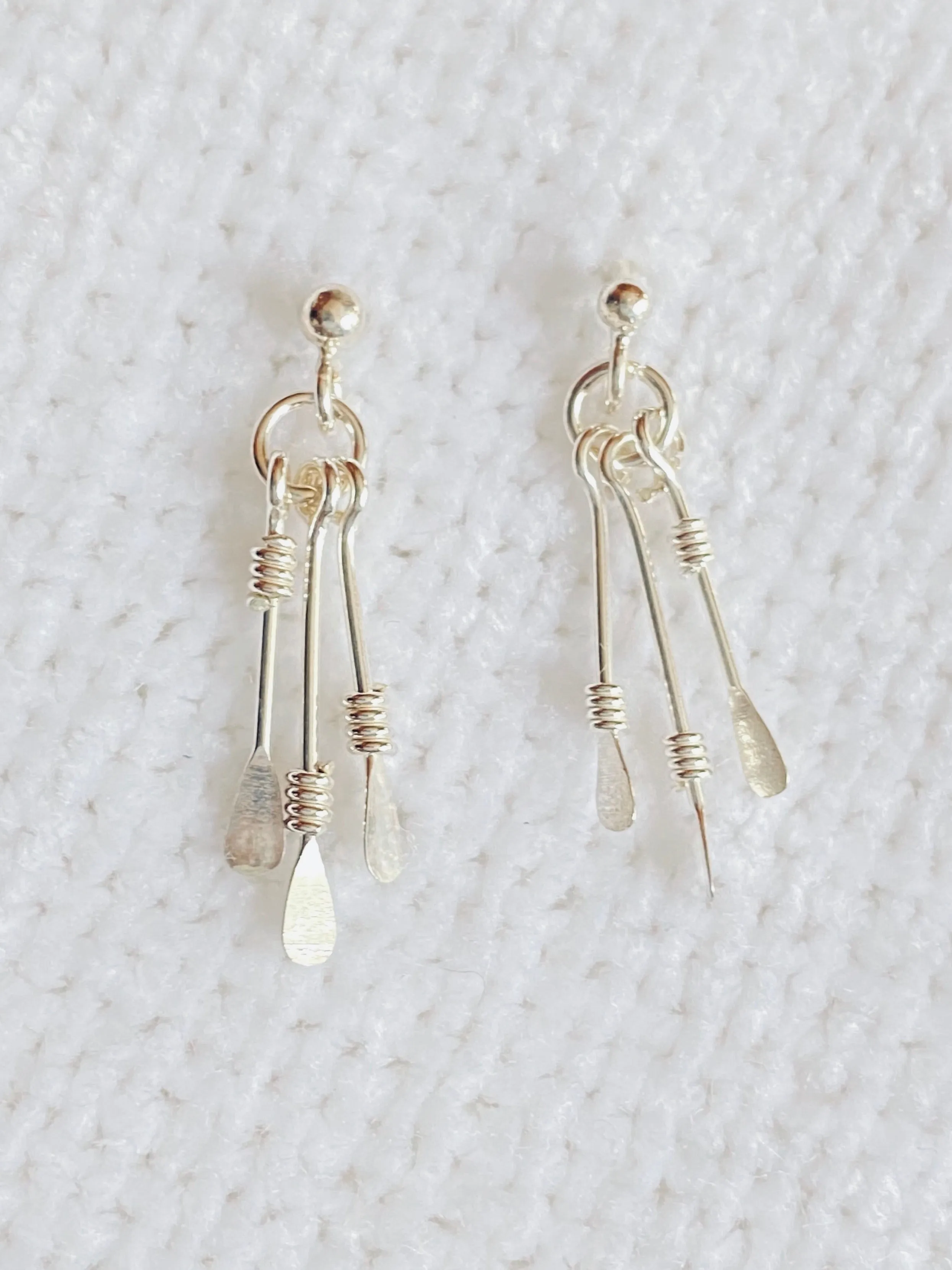 Modern Dangle 925 Sterling Silver Stud Earrings