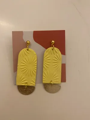 Modern Grey Yellow Clay Earring