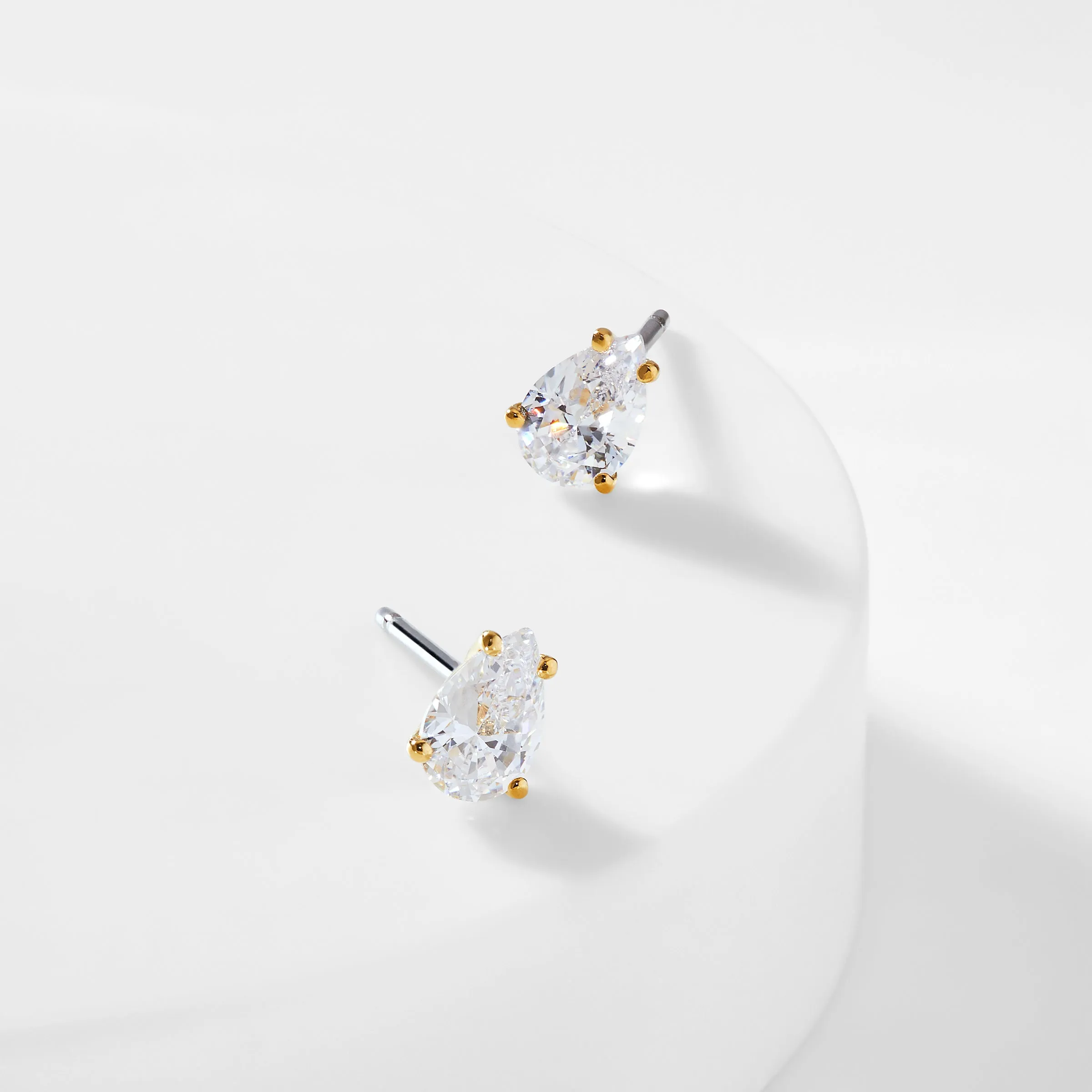 MODERN LOVE PEAR CZ STUD EARRINGS