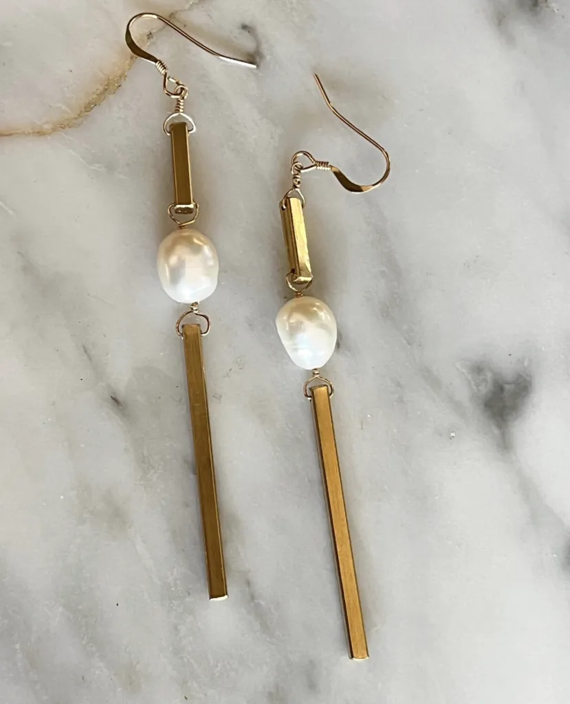 Modern Pearl Drop Earrings