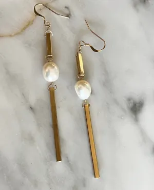 Modern Pearl Drop Earrings
