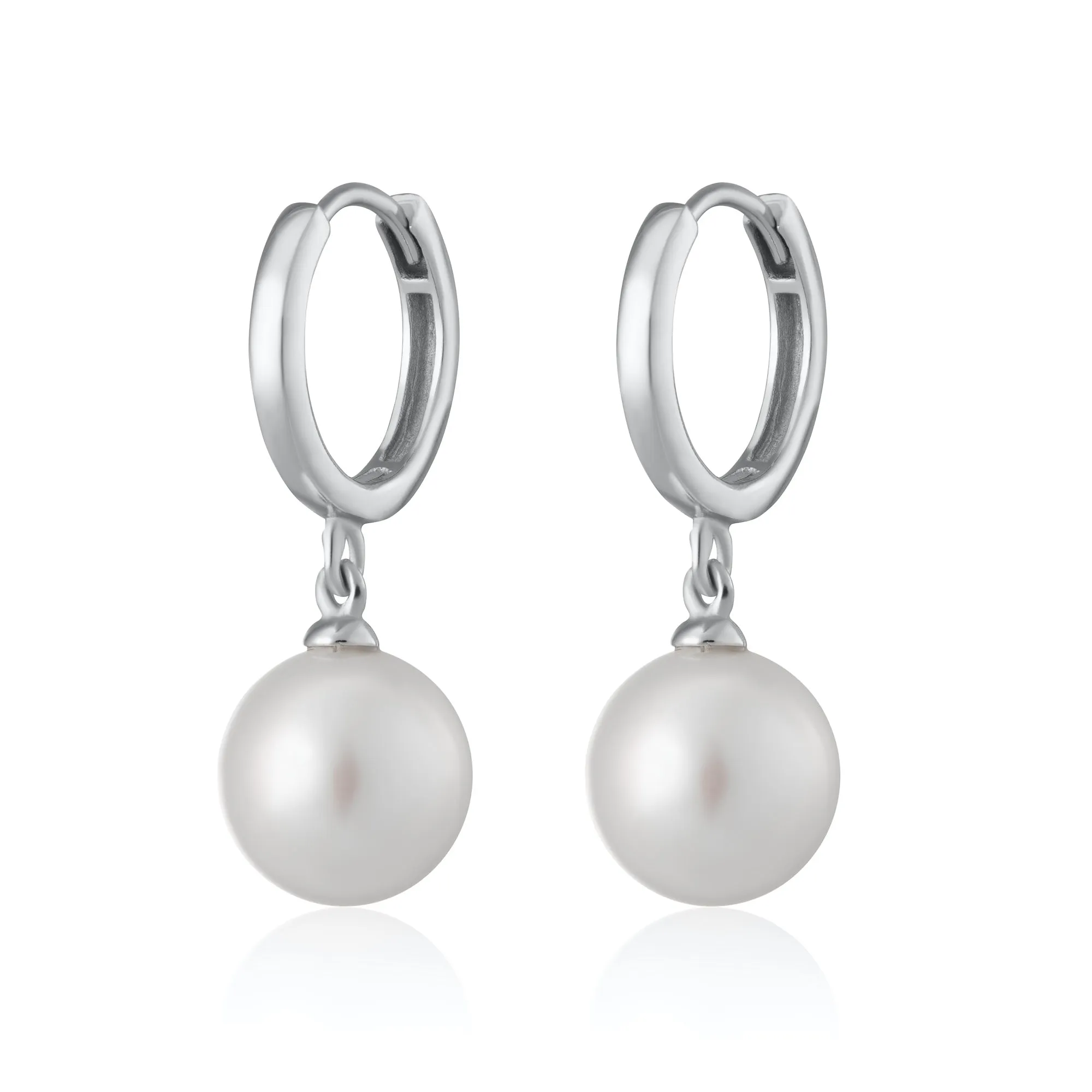 Modern Pearl Hoop Earrings