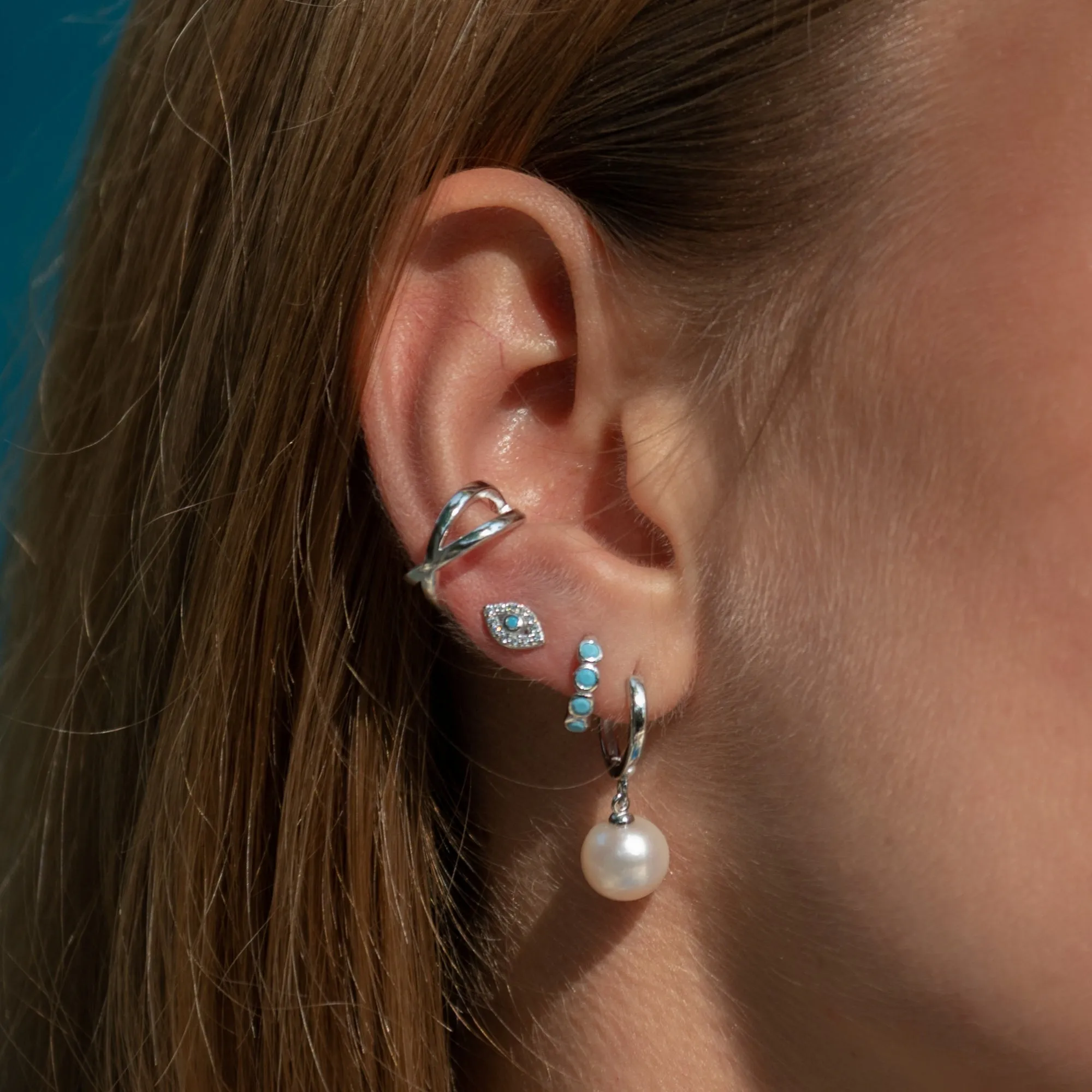 Modern Pearl Hoop Earrings