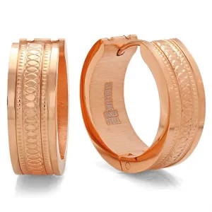 Modern Rose Gold Tiered Huggie Steel Earrings