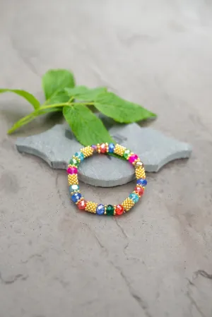 Multi-Color Crystal Bead Bracelet