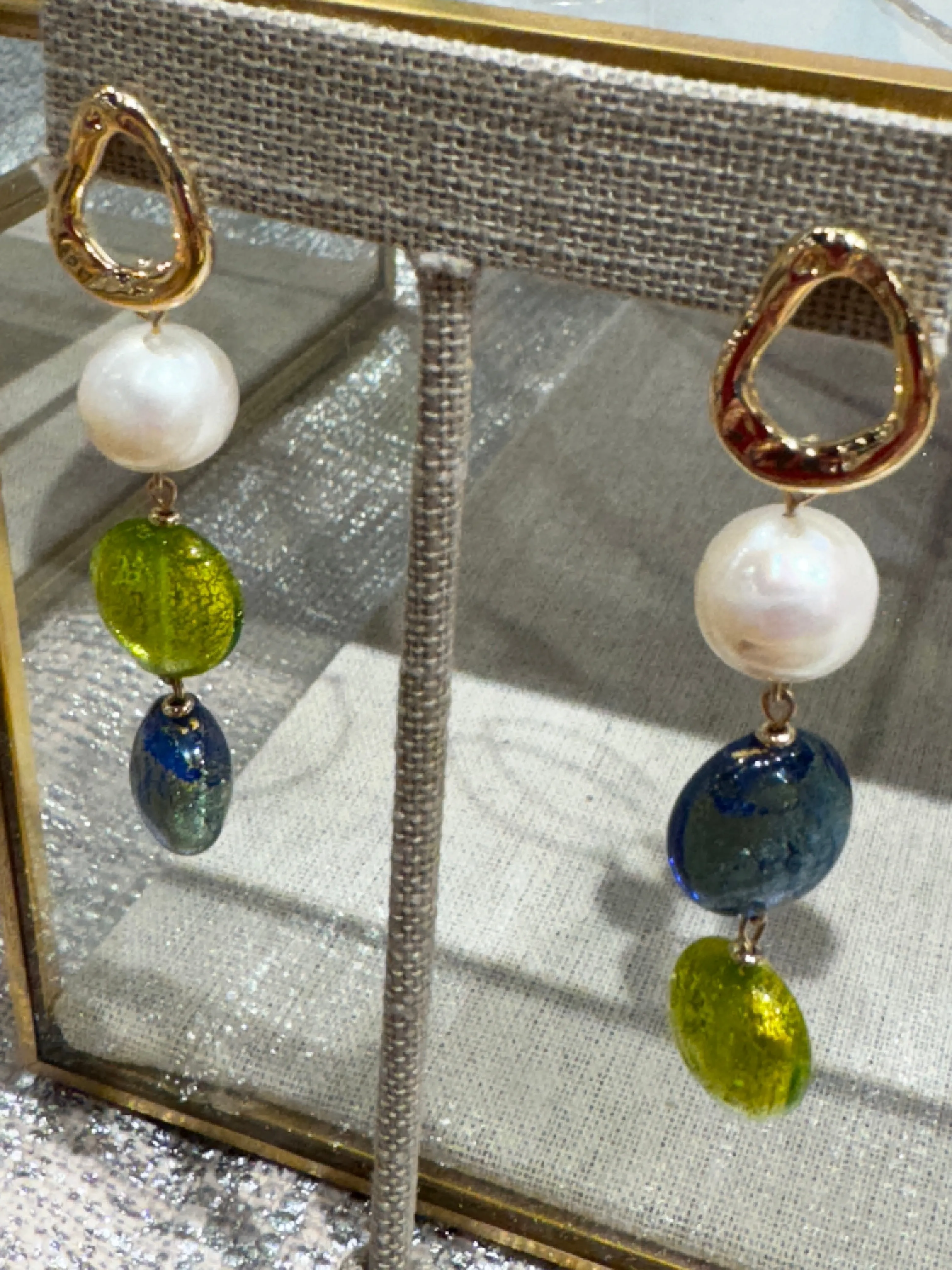Murano Glass & Freshwater Pearl Earrings
