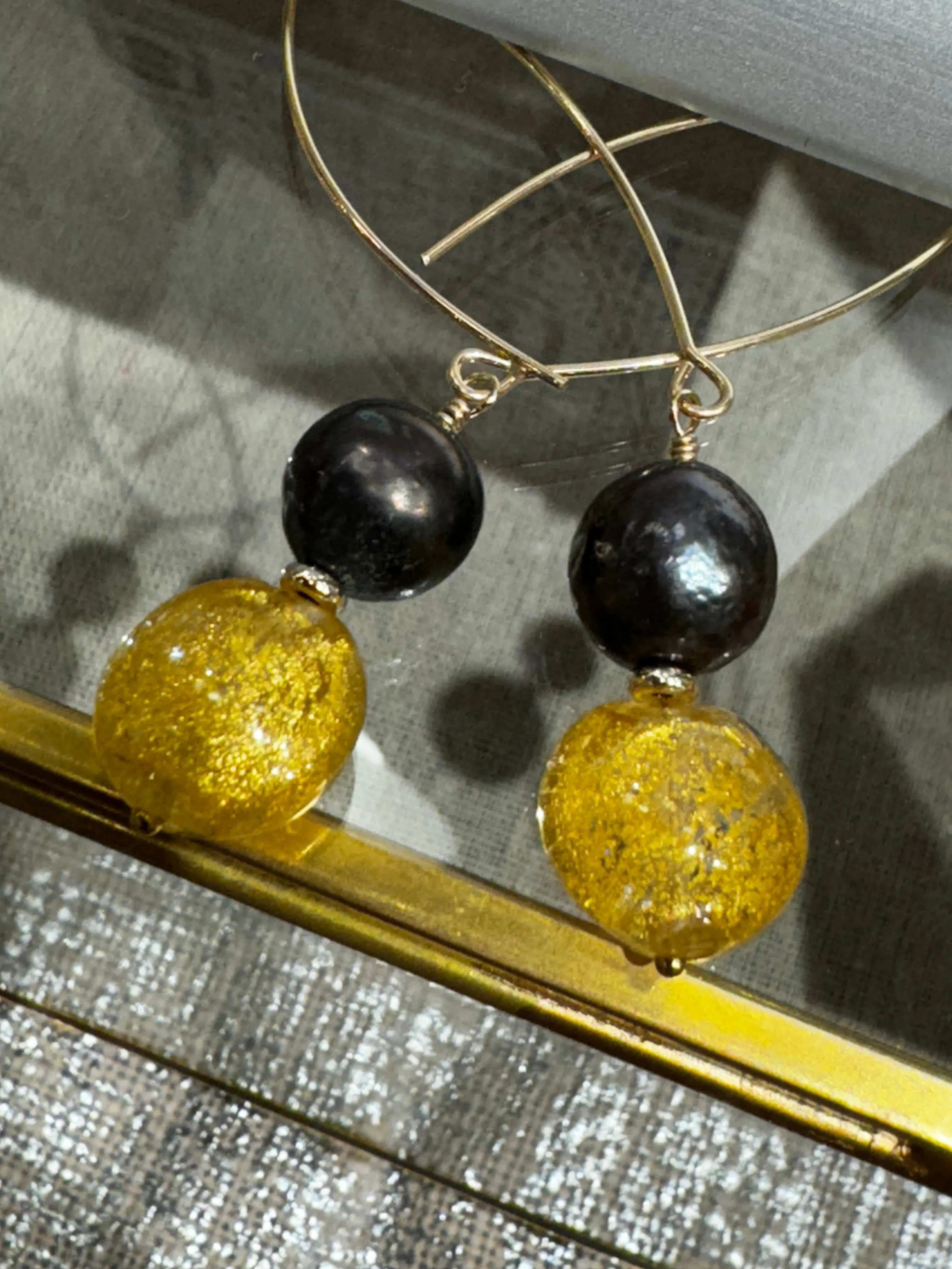 Murano Glass & Freshwater Pearl Earrings
