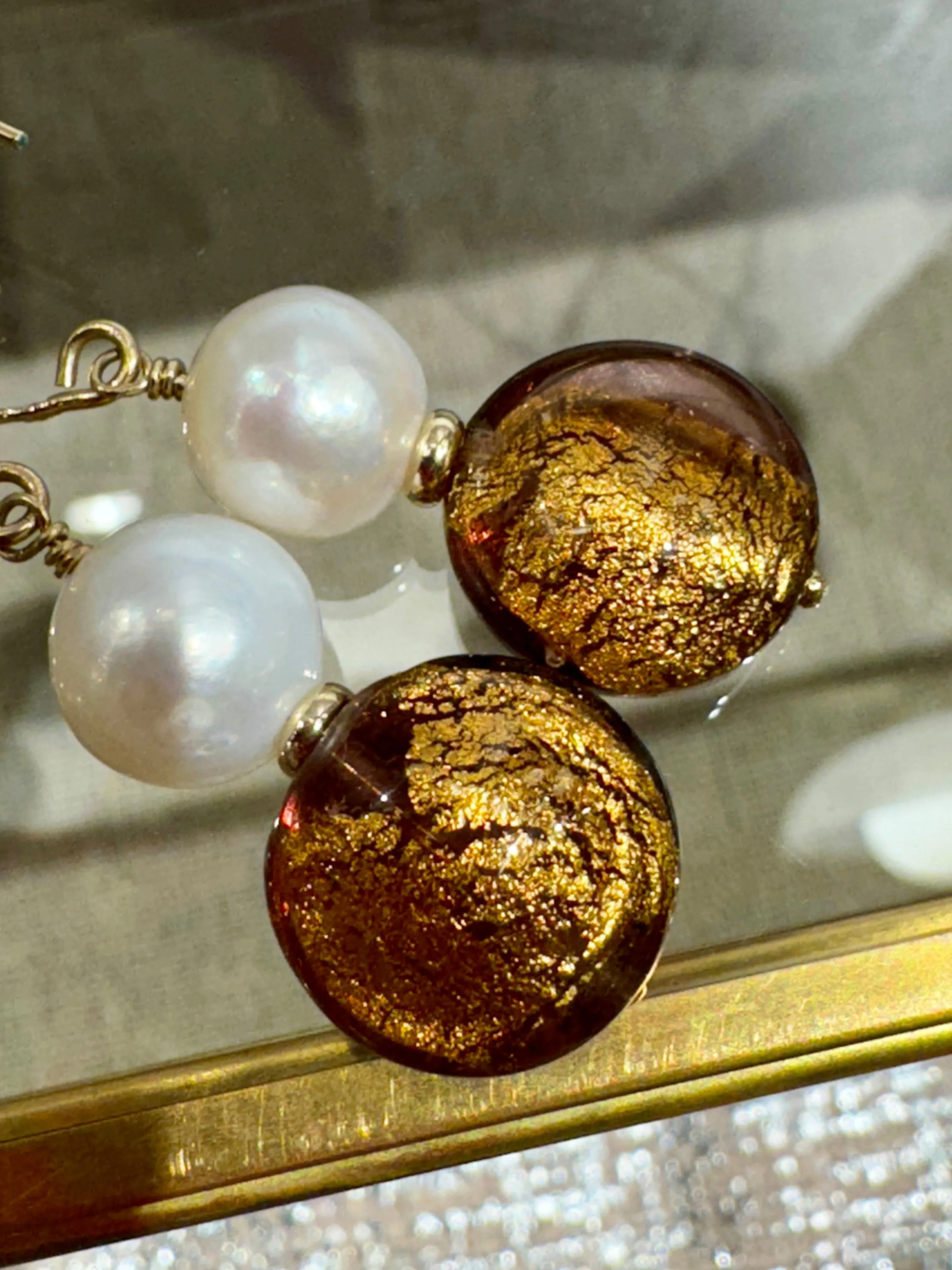 Murano Glass & Freshwater Pearl Earrings
