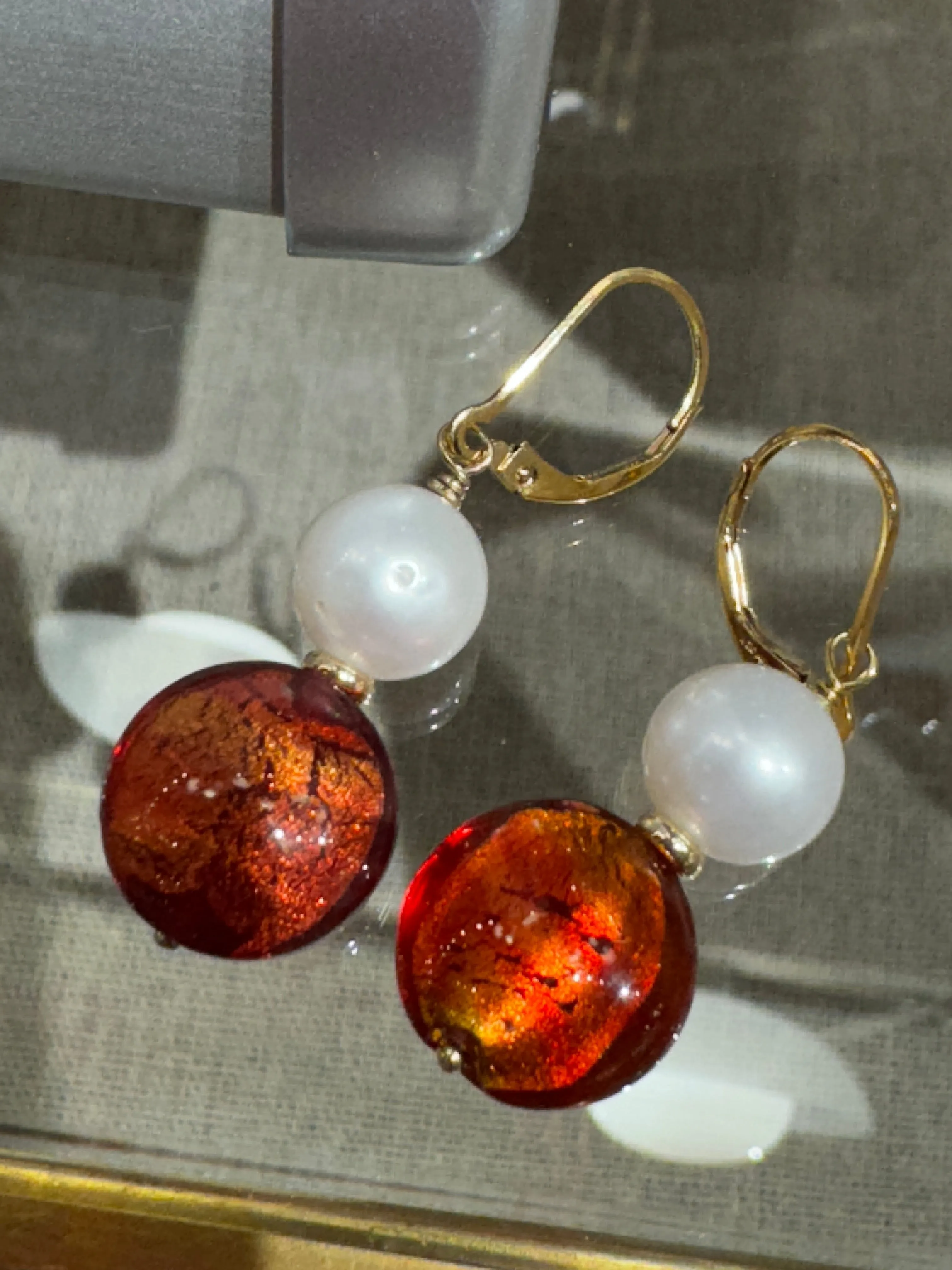 Murano Glass & Freshwater Pearl Earrings