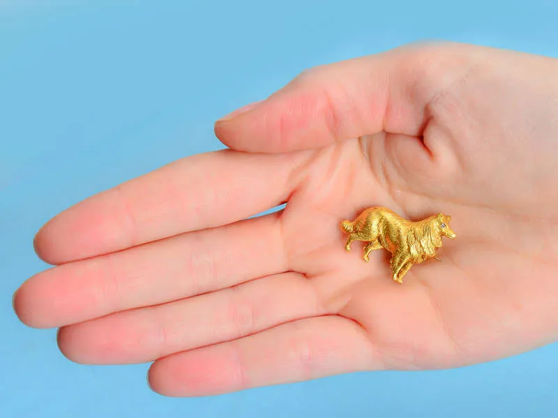 My Best Friend - Antique Gold Dog Brooch