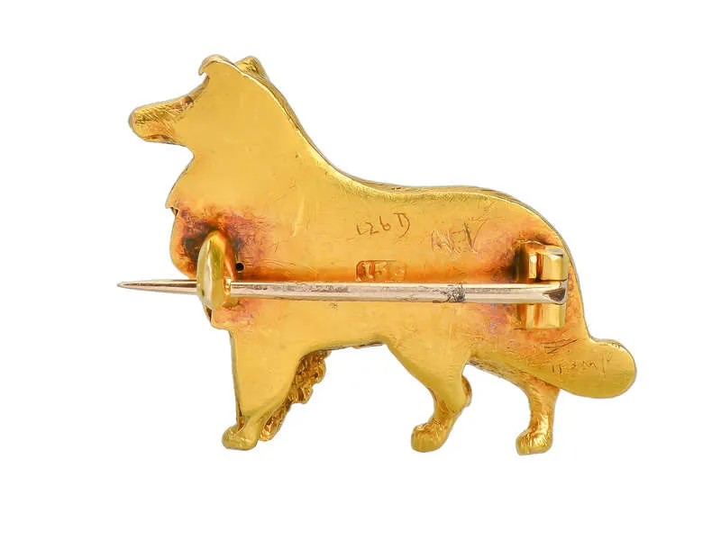 My Best Friend - Antique Gold Dog Brooch
