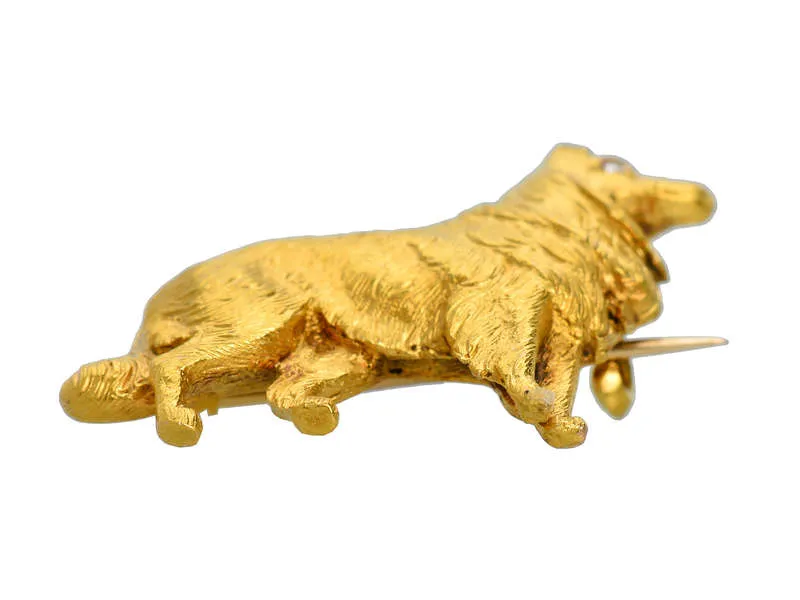 My Best Friend - Antique Gold Dog Brooch
