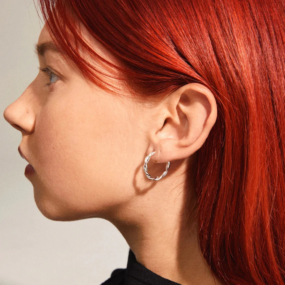 Naja Small Silver Plated Twist Hoops