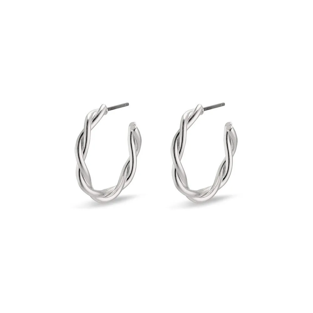 Naja Small Silver Plated Twist Hoops