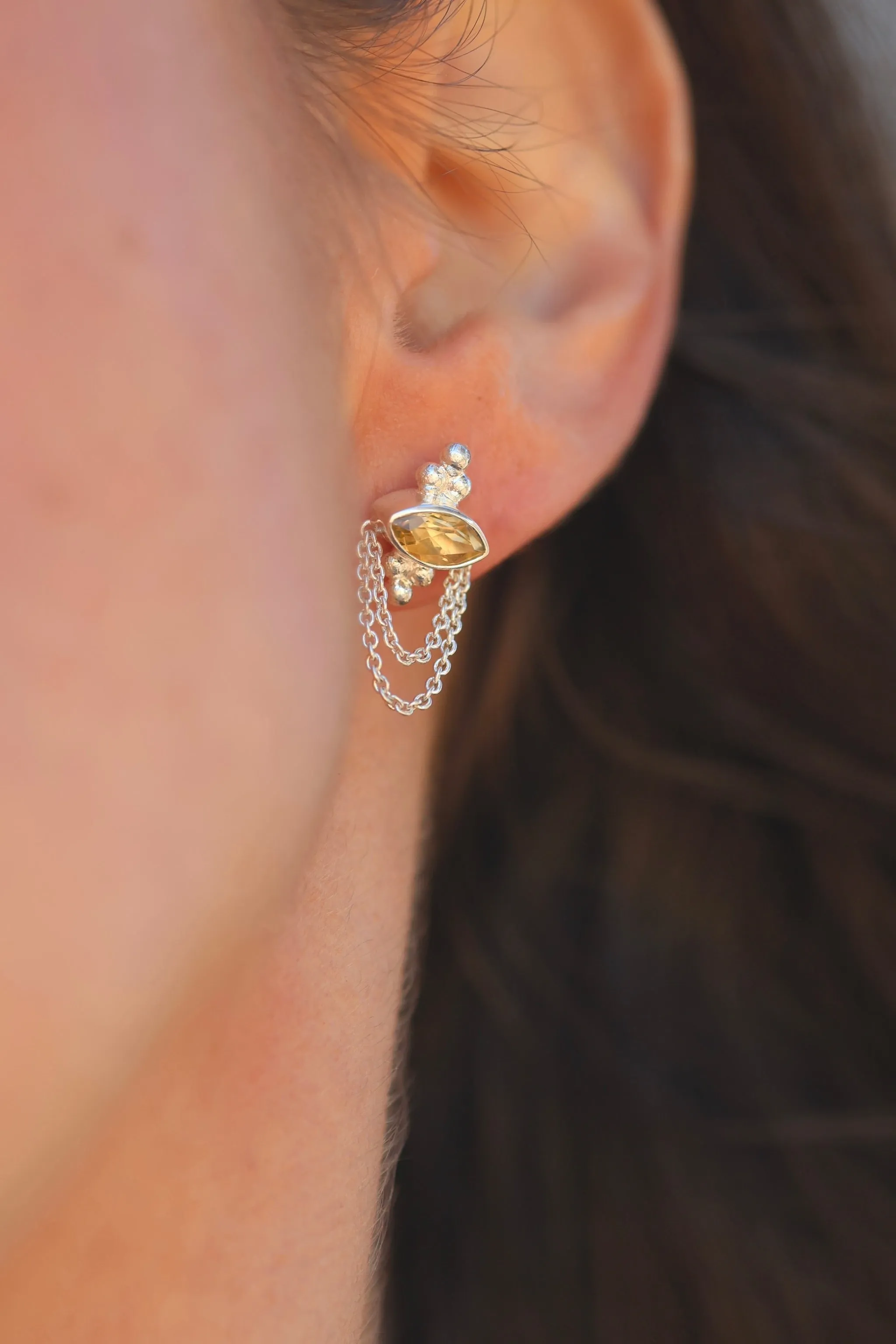 Natalia Silver Citrine Studs