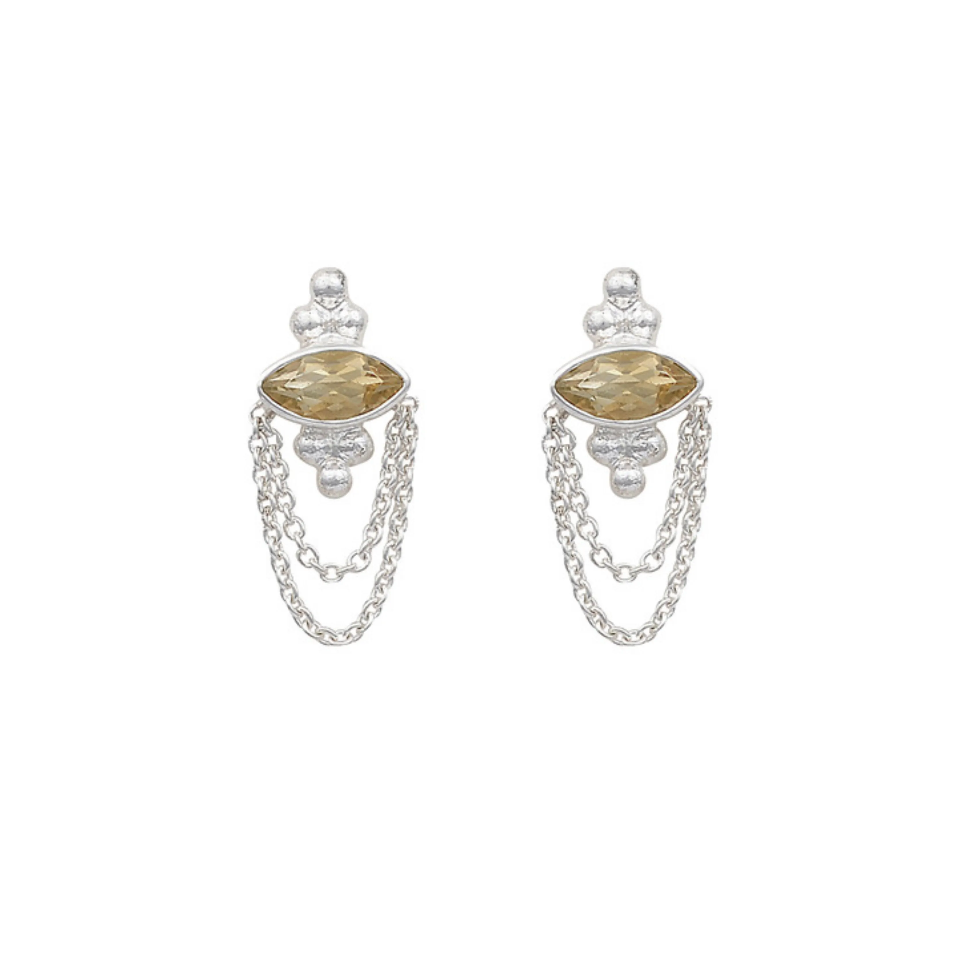 Natalia Silver Citrine Studs
