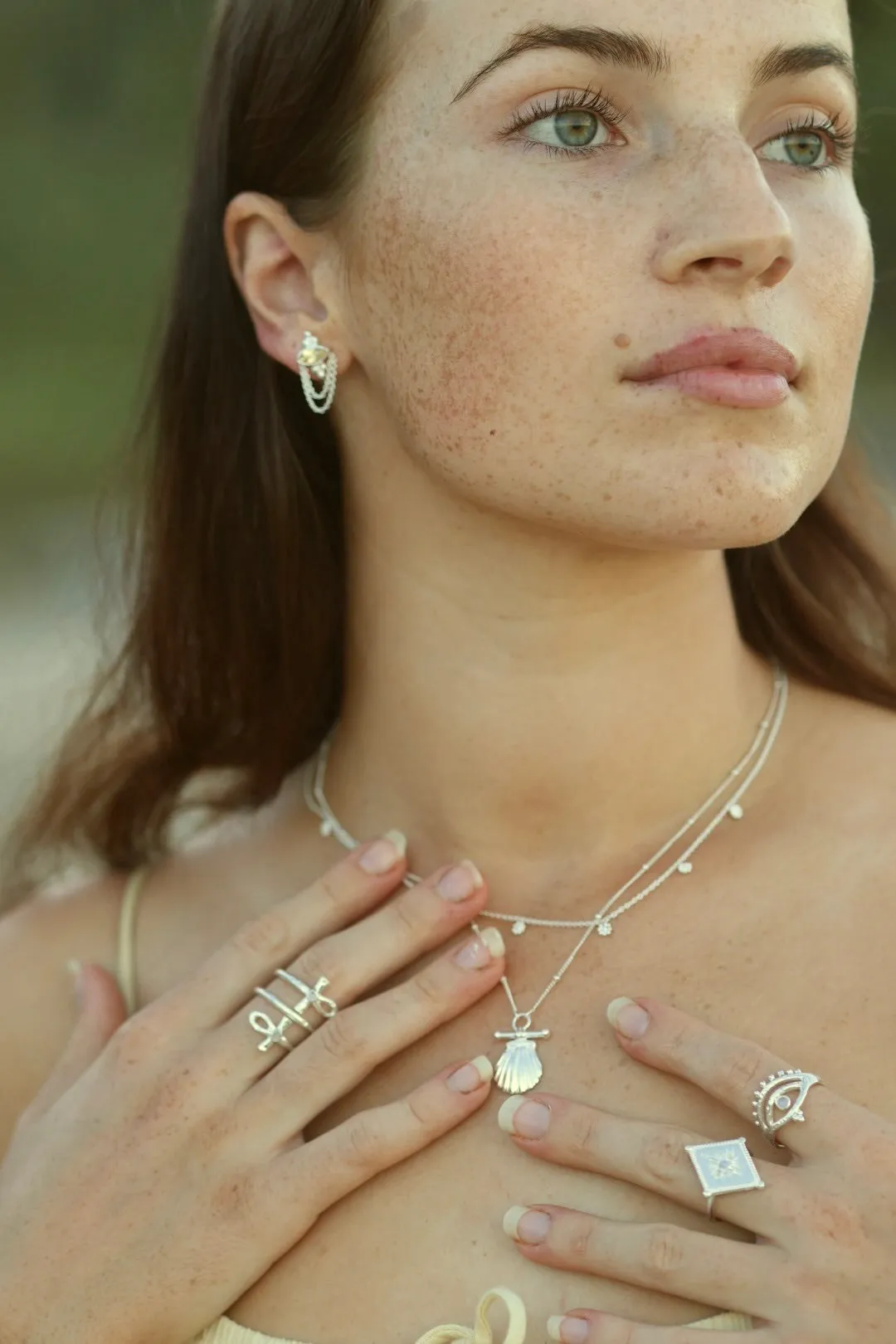 Natalia Silver Citrine Studs
