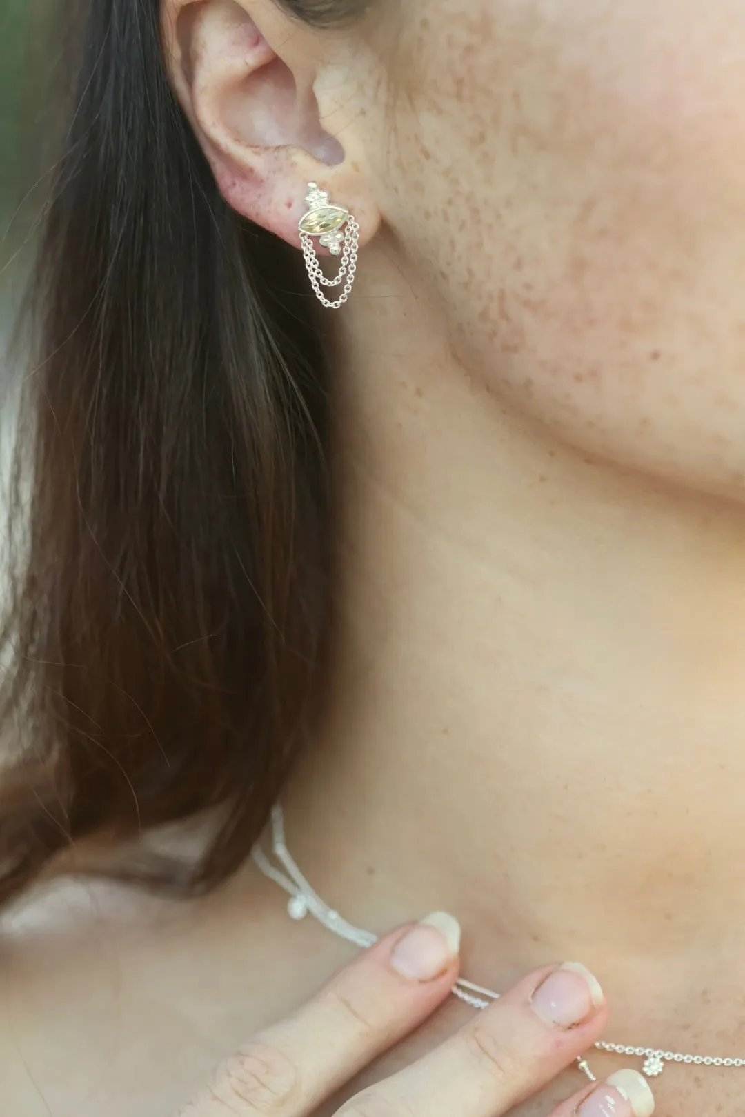 Natalia Silver Citrine Studs