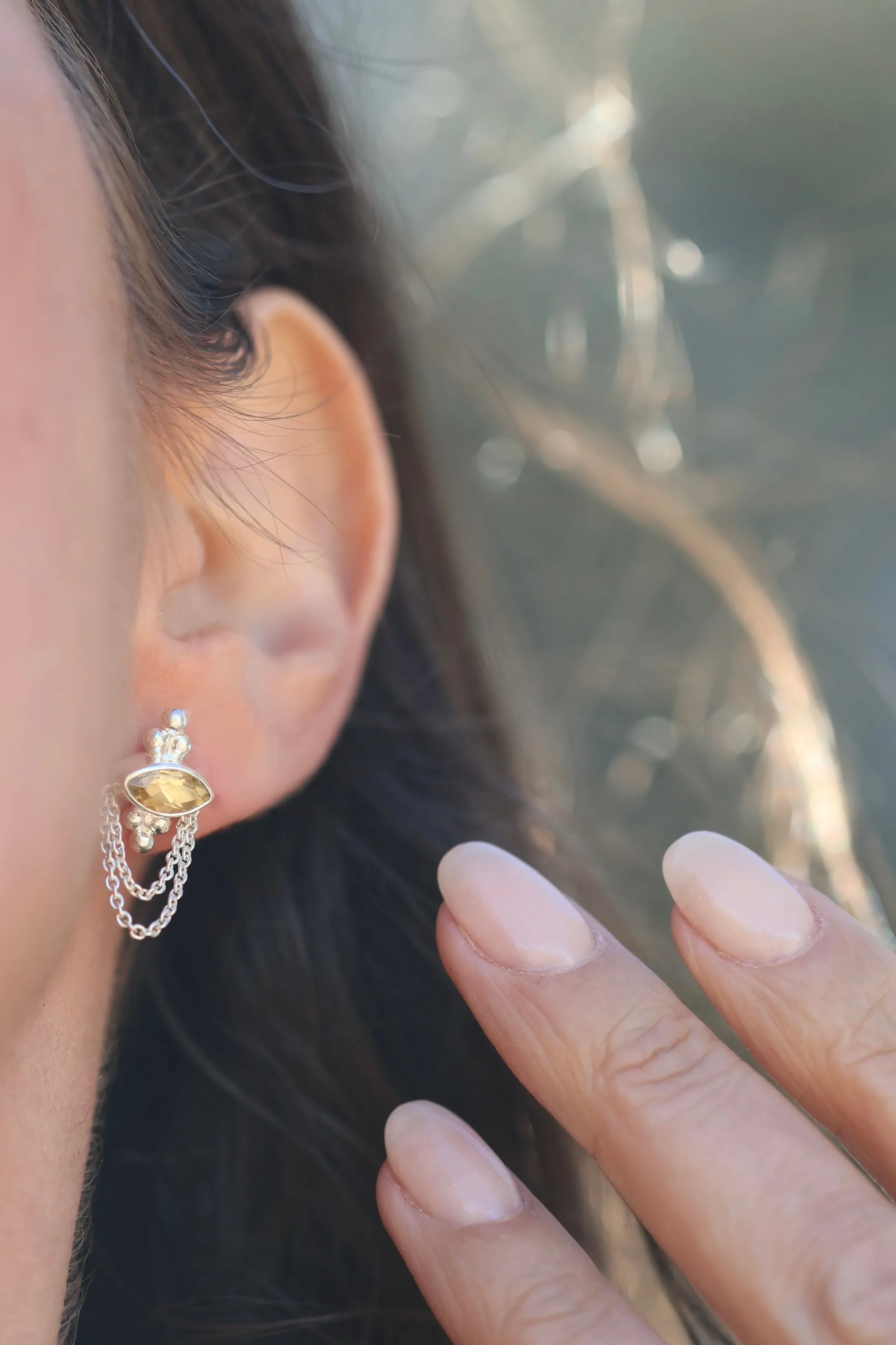 Natalia Silver Citrine Studs