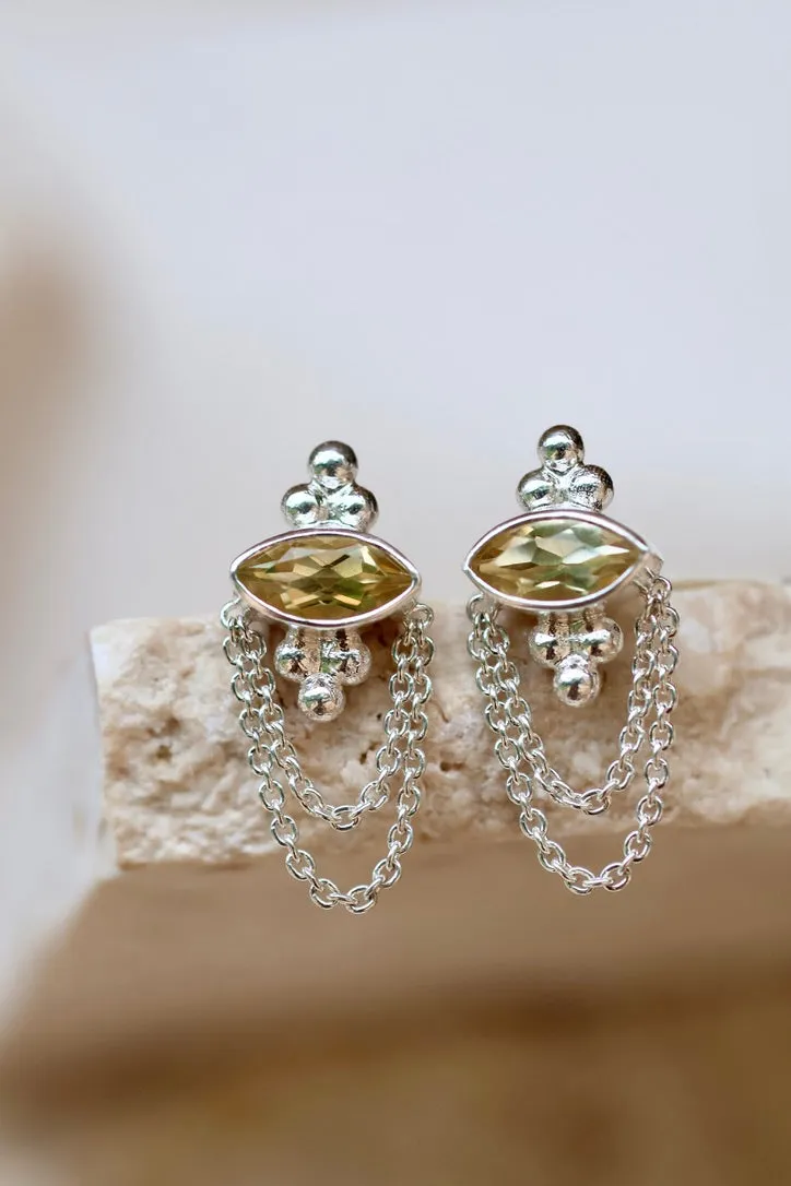 Natalia Silver Citrine Studs