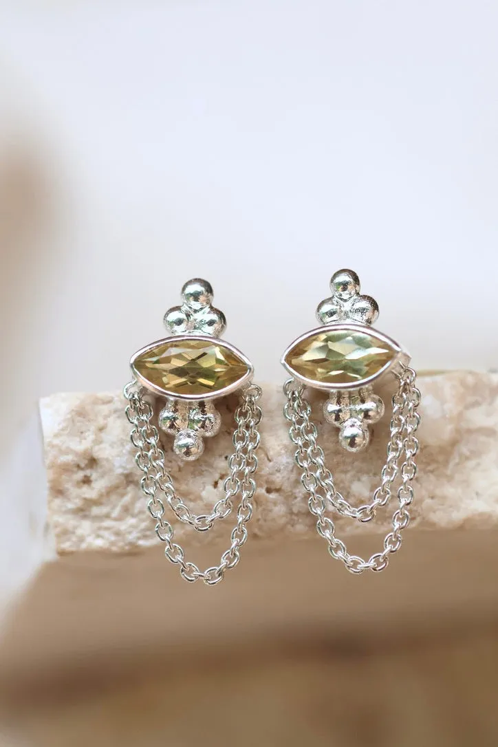 Natalia Silver Citrine Studs
