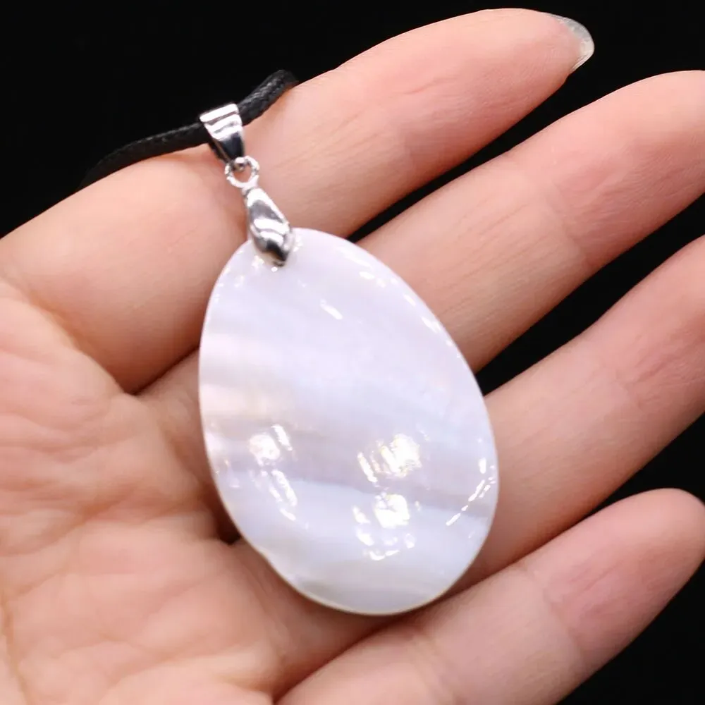 Natural Abalone Shell Pendants Necklace Water Drop Shell Craft Necklace