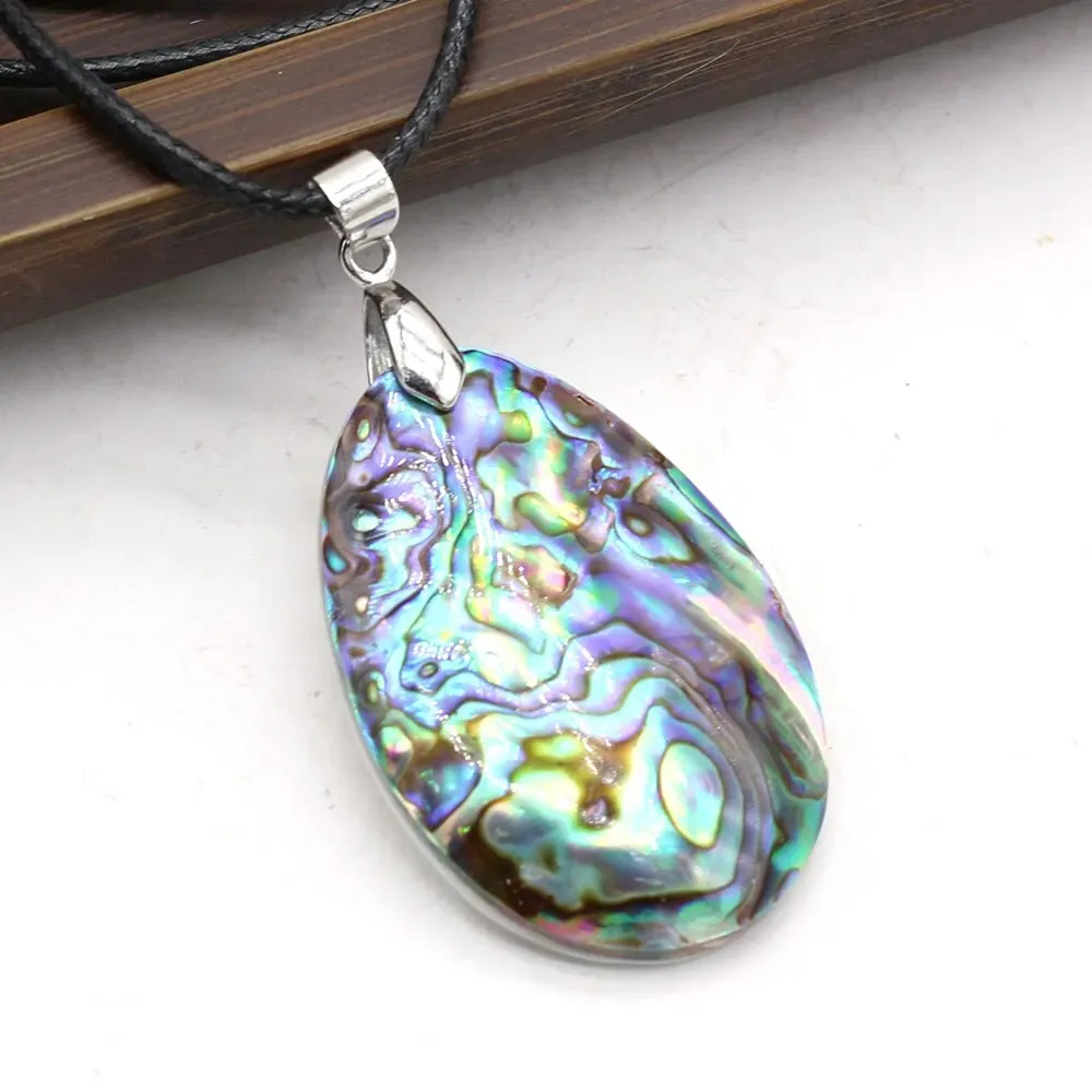 Natural Abalone Shell Pendants Necklace Water Drop Shell Craft Necklace