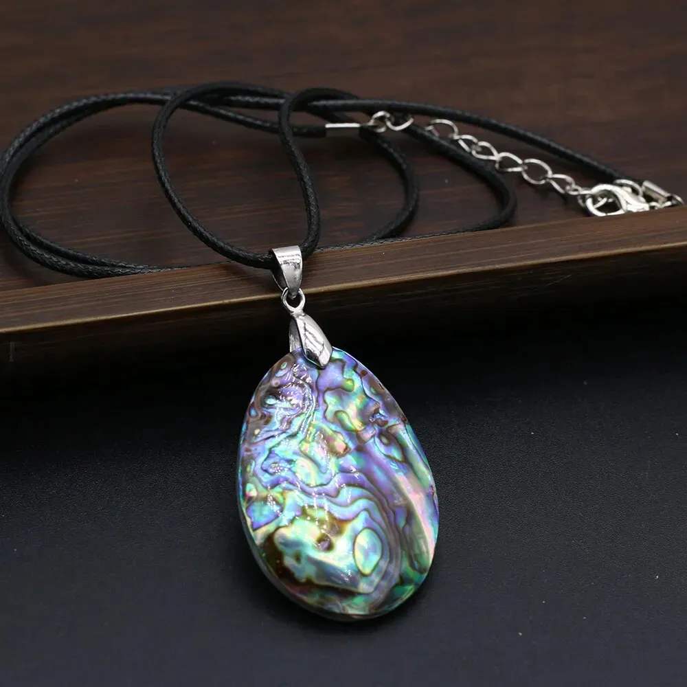 Natural Abalone Shell Pendants Necklace Water Drop Shell Craft Necklace