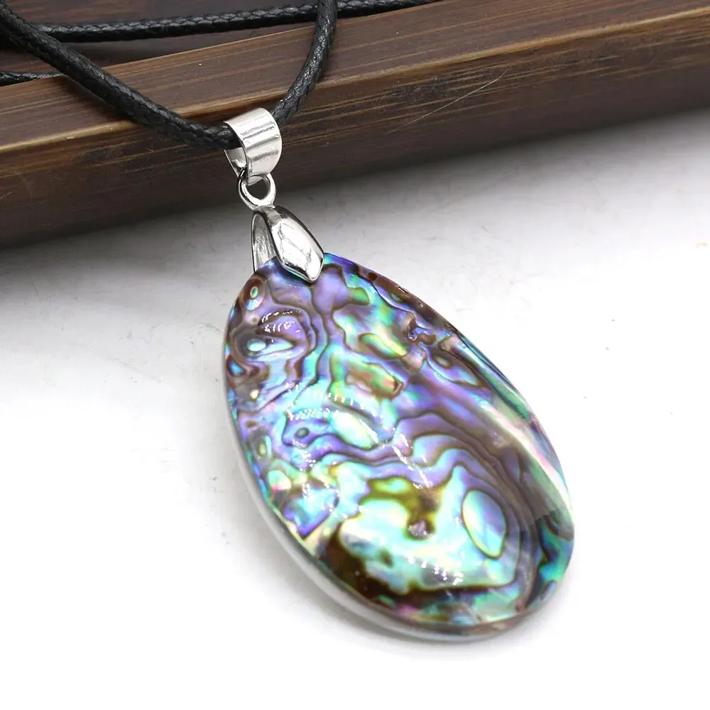 Natural Abalone Shell Pendants Necklace Water Drop Shell Craft Necklace