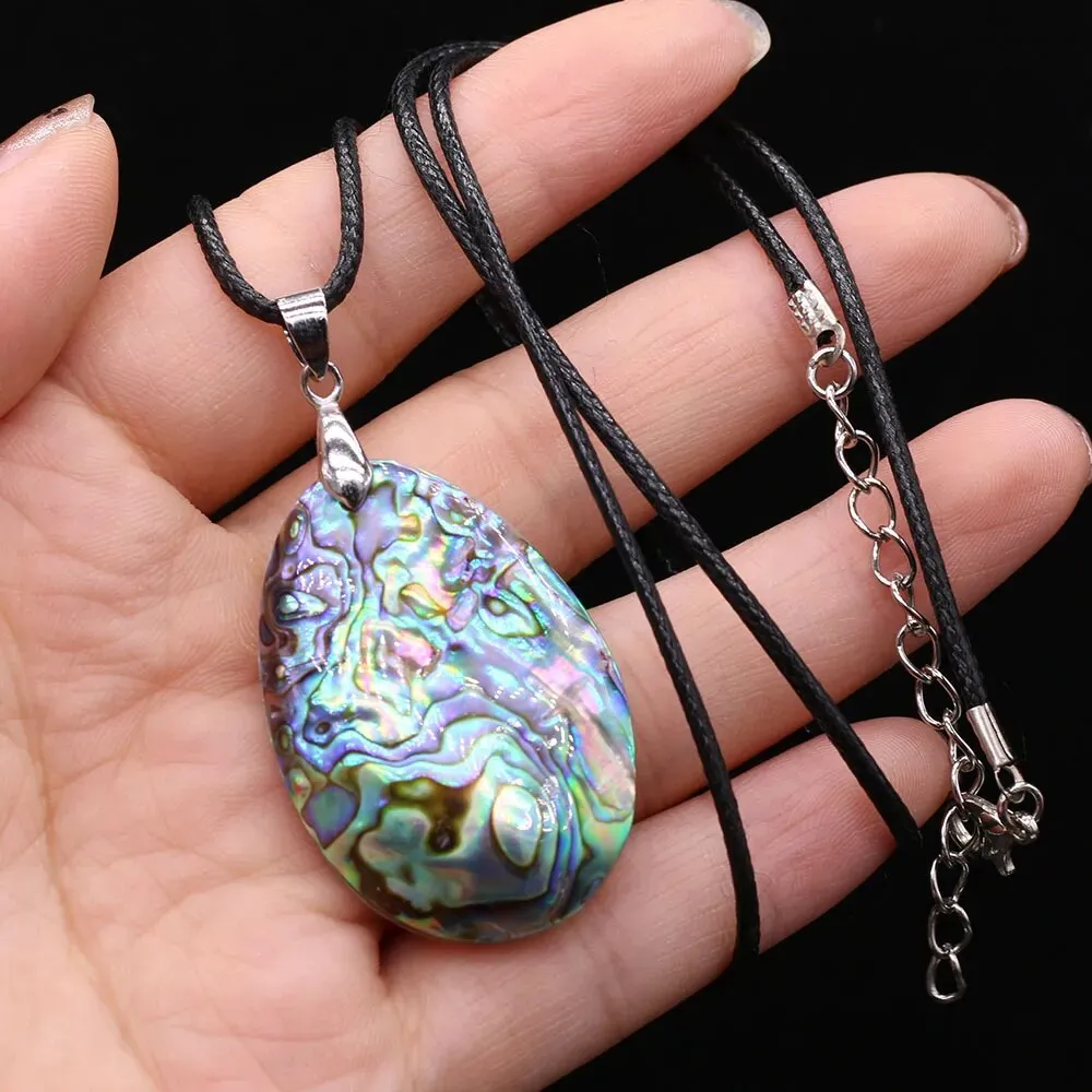 Natural Abalone Shell Pendants Necklace Water Drop Shell Craft Necklace