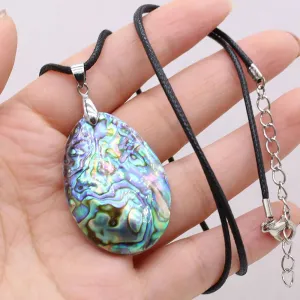 Natural Abalone Shell Pendants Necklace Water Drop Shell Craft Necklace