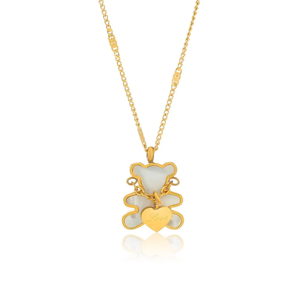 New Style Women Pendant Necklace Stainless Steel Cute Bear Shape Women Necklaces