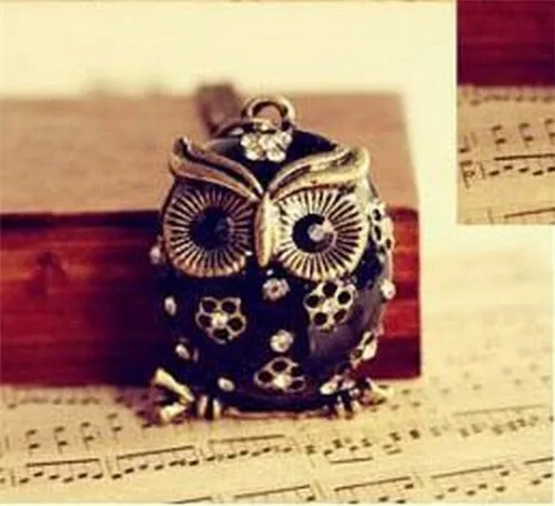 New  Women Sweater Chain Necklace Owl Design Rhinestones Crystal Pendant Necklaces Jewelry Clothing Accessories Drop Shipping