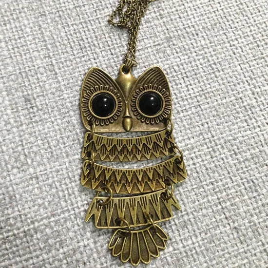 New  Women Sweater Chain Necklace Owl Design Rhinestones Crystal Pendant Necklaces Jewelry Clothing Accessories Drop Shipping