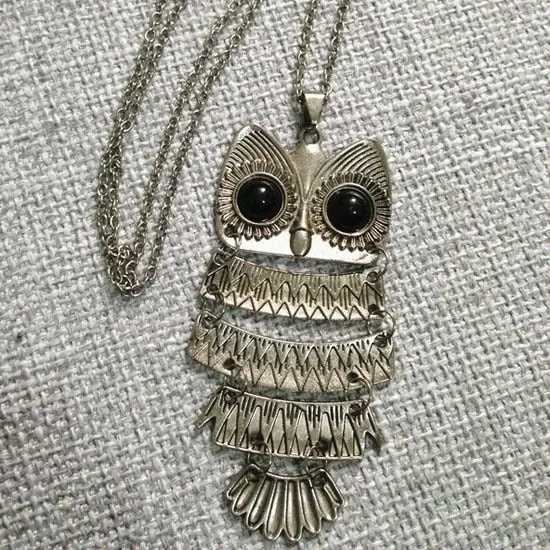 New  Women Sweater Chain Necklace Owl Design Rhinestones Crystal Pendant Necklaces Jewelry Clothing Accessories Drop Shipping