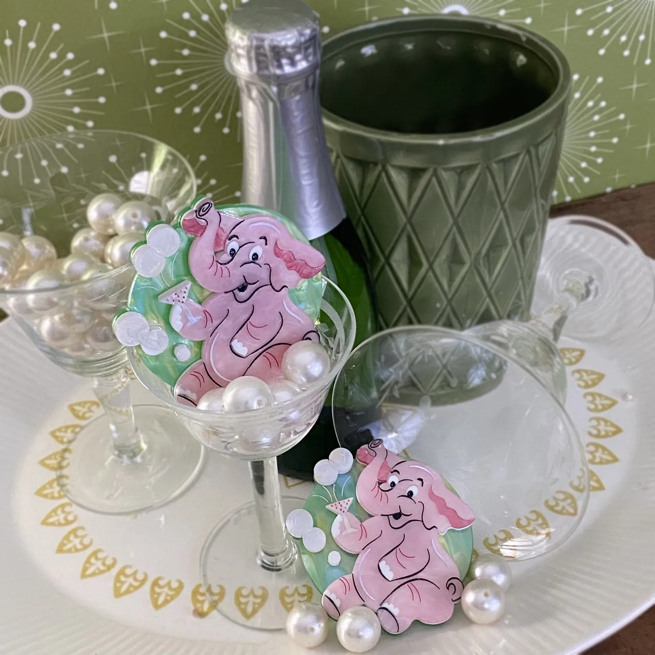 New Year's Aperitif Brooch by Lipstick & Chrome