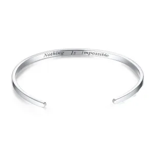 Nothing Is Impossible Engraved Cuff Bracelets