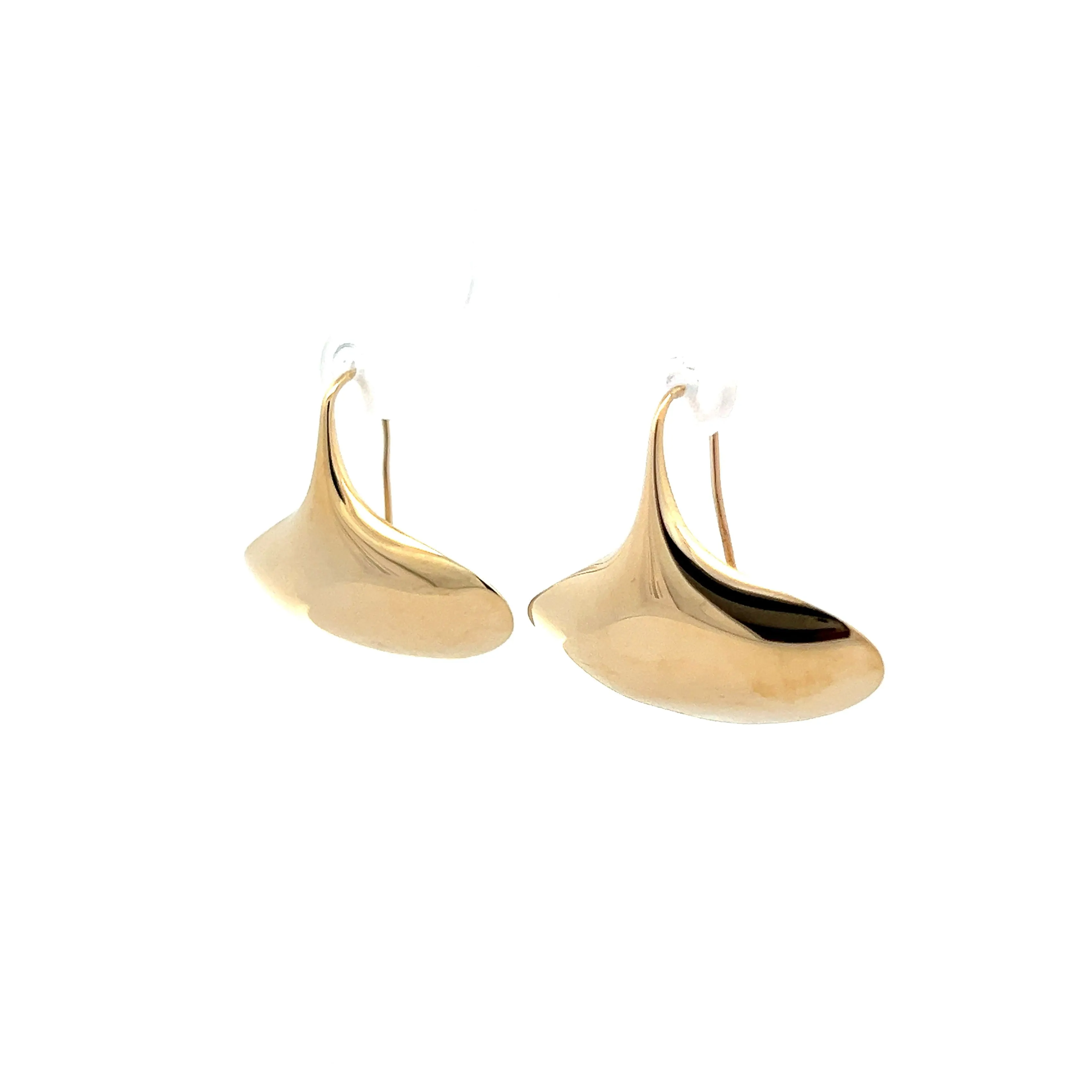Oblong Saucer Drop Earrings in 14k Yellow Gold