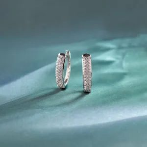 Oval Three Row Diamond Hoops