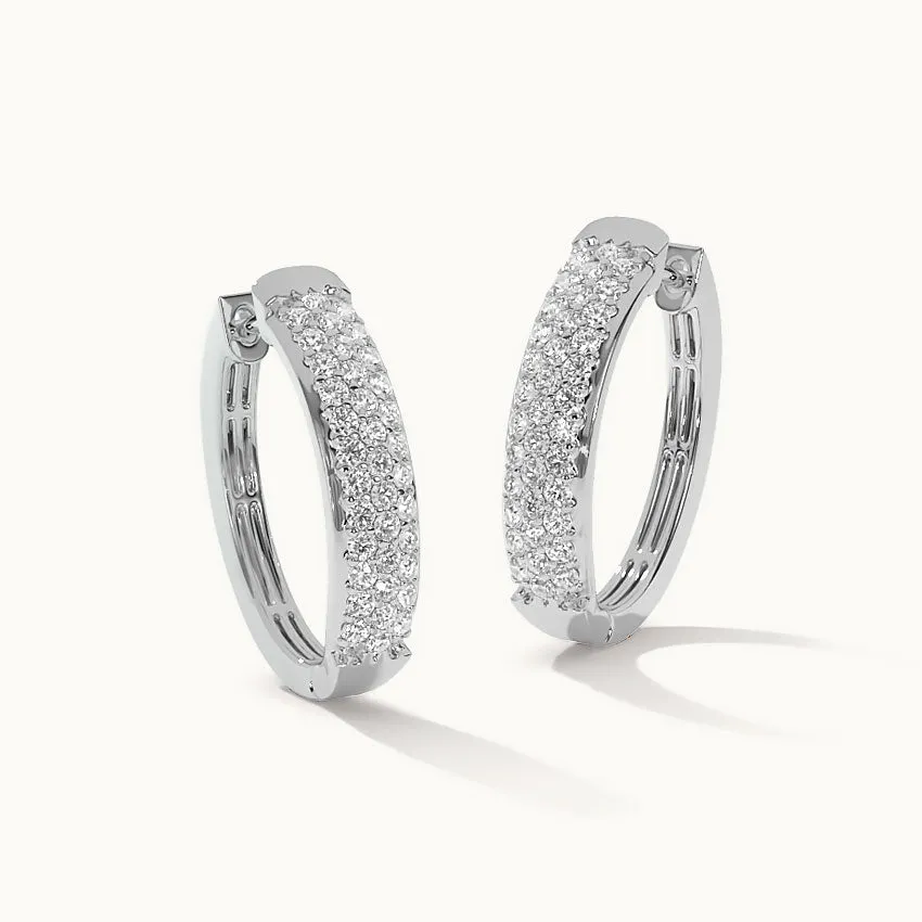 Oval Three Row Diamond Hoops