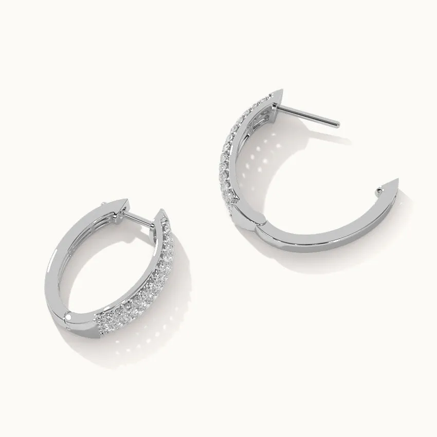 Oval Three Row Diamond Hoops