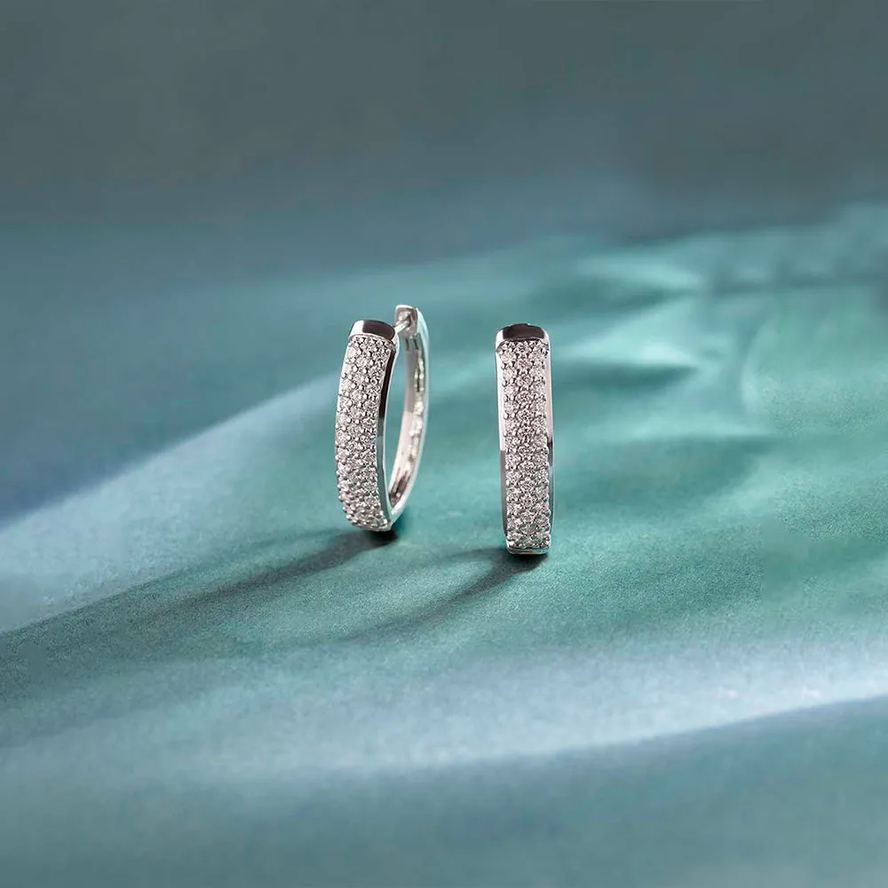 Oval Three Row Diamond Hoops