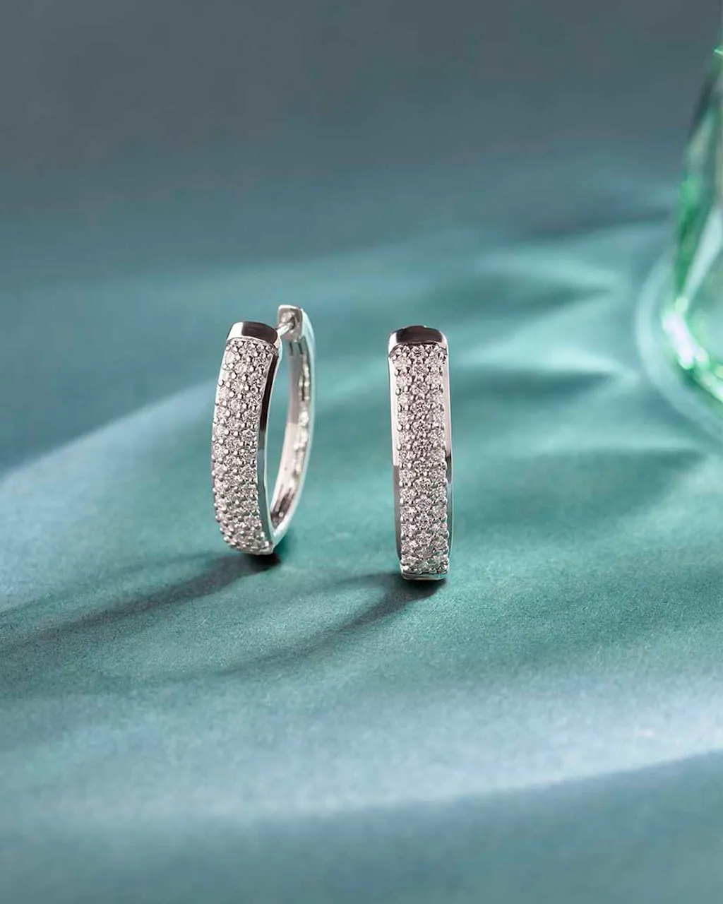 Oval Three Row Diamond Hoops