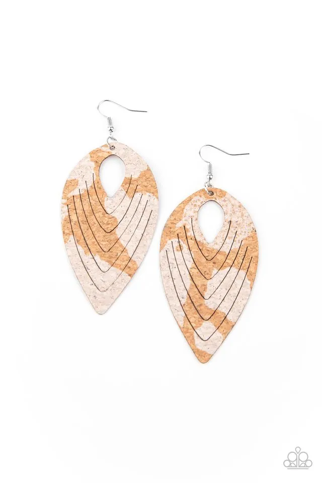 Paparazzi Earring ~ Cork Cabana - White