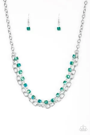 Paparazzi Necklace ~ Block Party Princess - Green