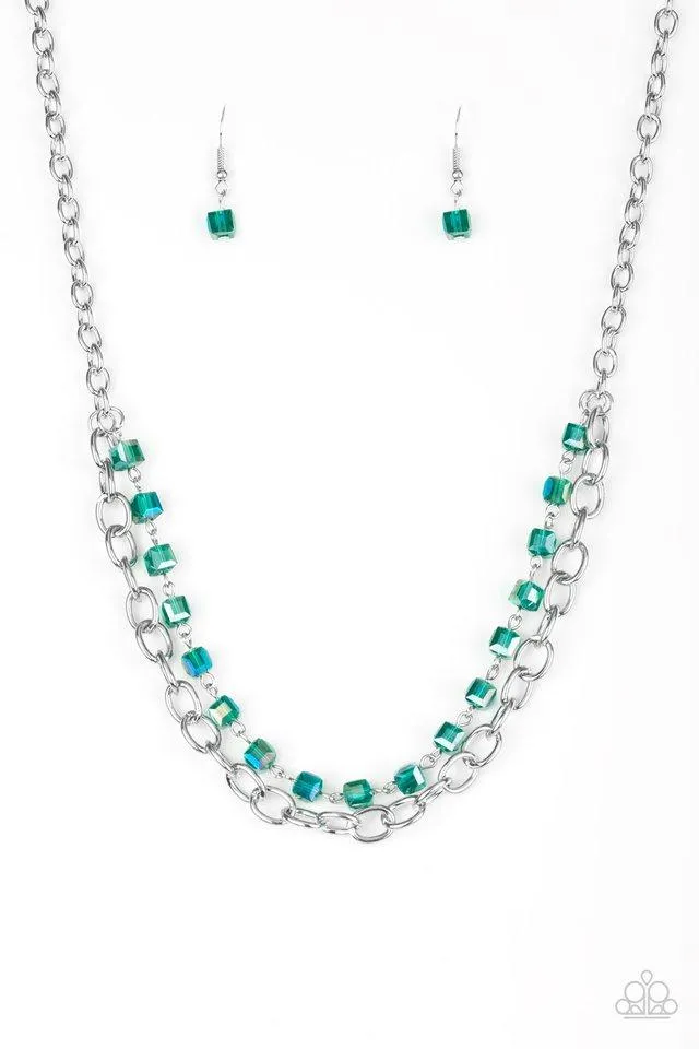 Paparazzi Necklace ~ Block Party Princess - Green