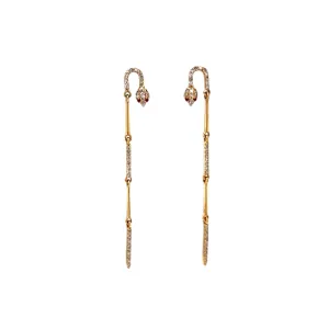 Pave Diamond Snake Earrings in 14k Yellow Gold