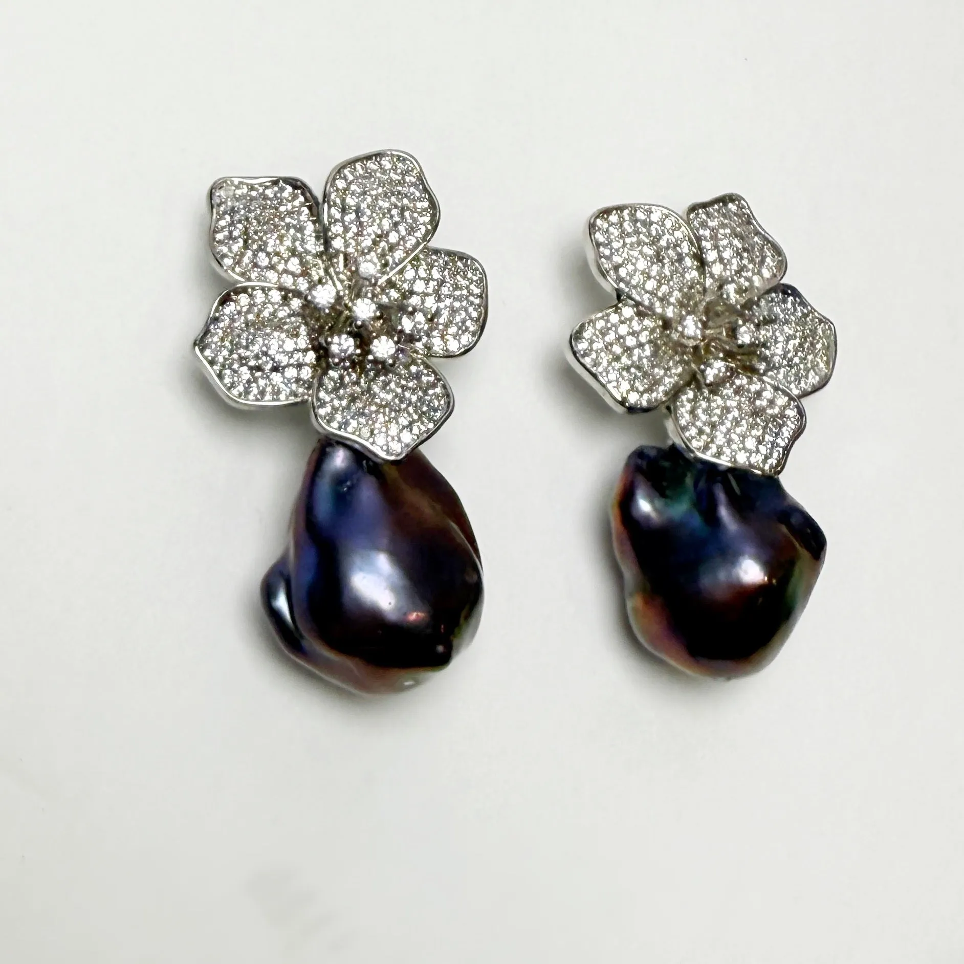 Peacock Pearl Flower Studs