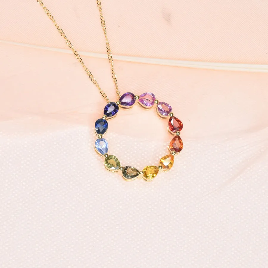 Pear Sapphires Rainbow Pendant