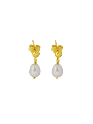 Pearl Drop Studs Gold
